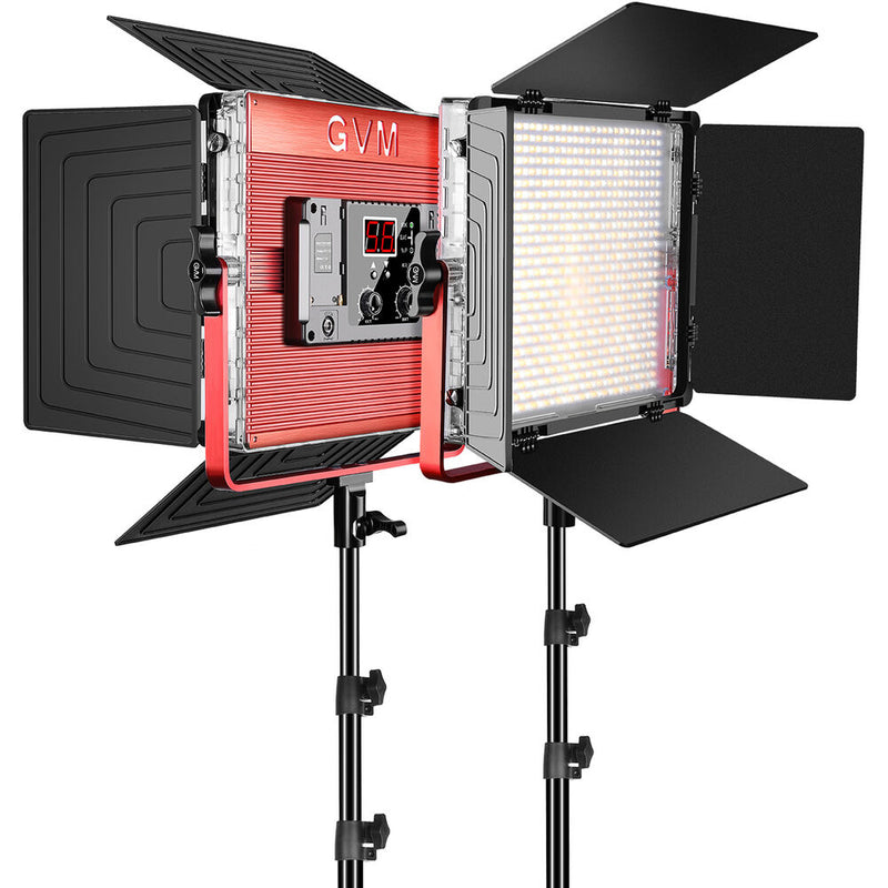 GVM LED Light Panels Studio Soft Video Light Bi-Color 2-Pack with Stand MB832-2L