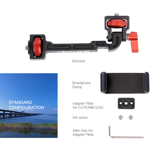 DigitalFoto Solution Limited Rotatable Monitor Bracket with Smartphone Clamp for DJI RS 2, RS 3, RS 3 Pro & Other Gimbals