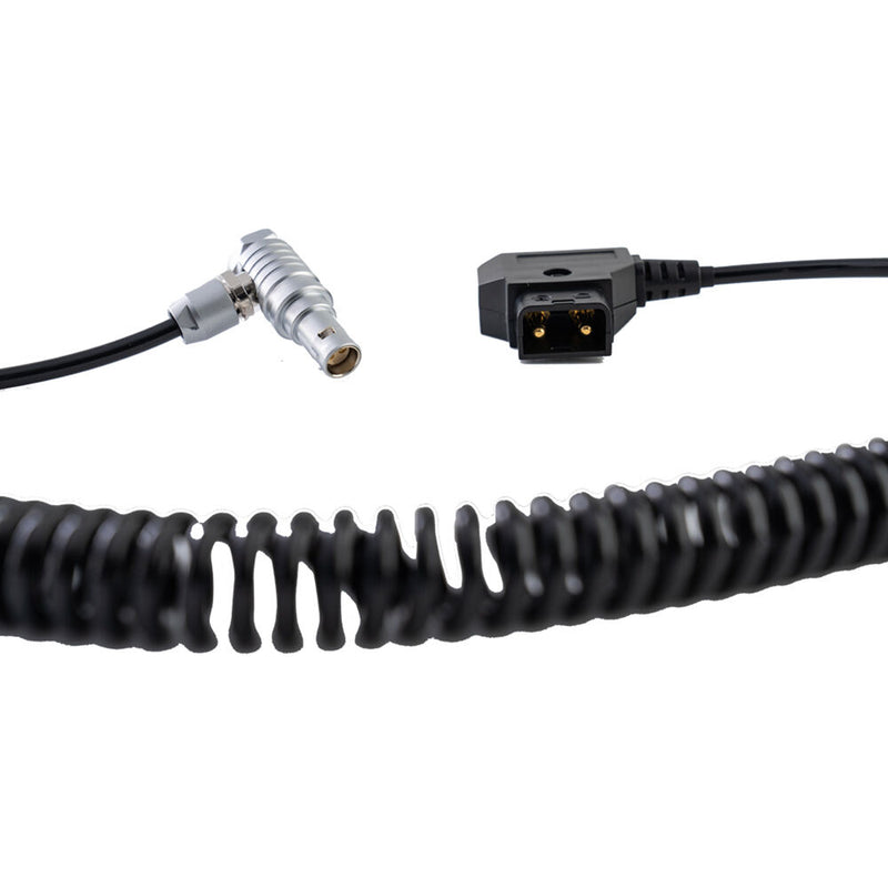 IndiPRO Tools Coiled D-Tap to 2-Pin LEMO-Type Power Cable for RED KOMODO (12-36")