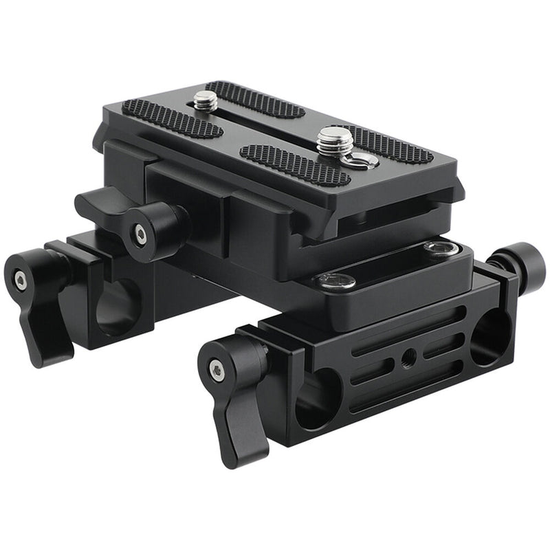 CAMVATE Manfrotto-Type Quick Release Baseplate with 15mm LWS Rod Support