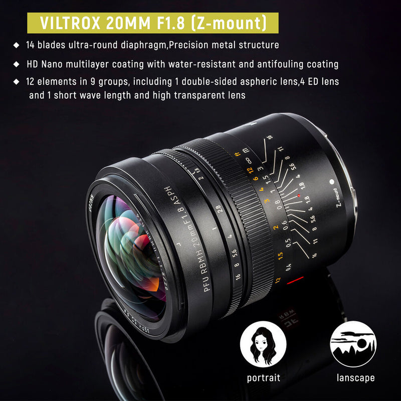 Viltrox PFU RBMH 20mm f/1.8 ASPH Lens for Nikon Z