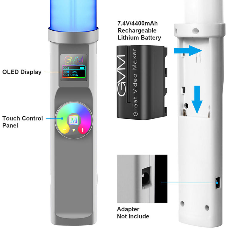 GVM RGB LED Bi-Color Video Light Wand