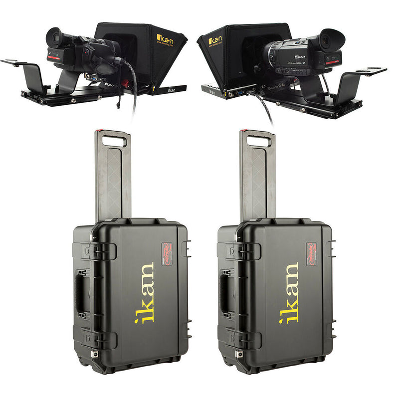 ikan P2P Interview System with 2 x 12" Teleprompters Travel Kit