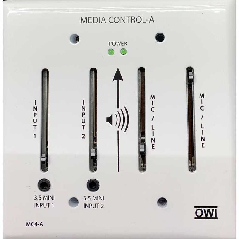 OWI Inc. 4-Channel Mic/Line Audio Mixer (Fits On A Two Gang Electrical Box) 6 Inputs Total