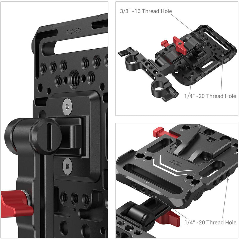 SmallRig V-Lock Battery Plate with 15mm Rod Clamp & Adjustable Arm