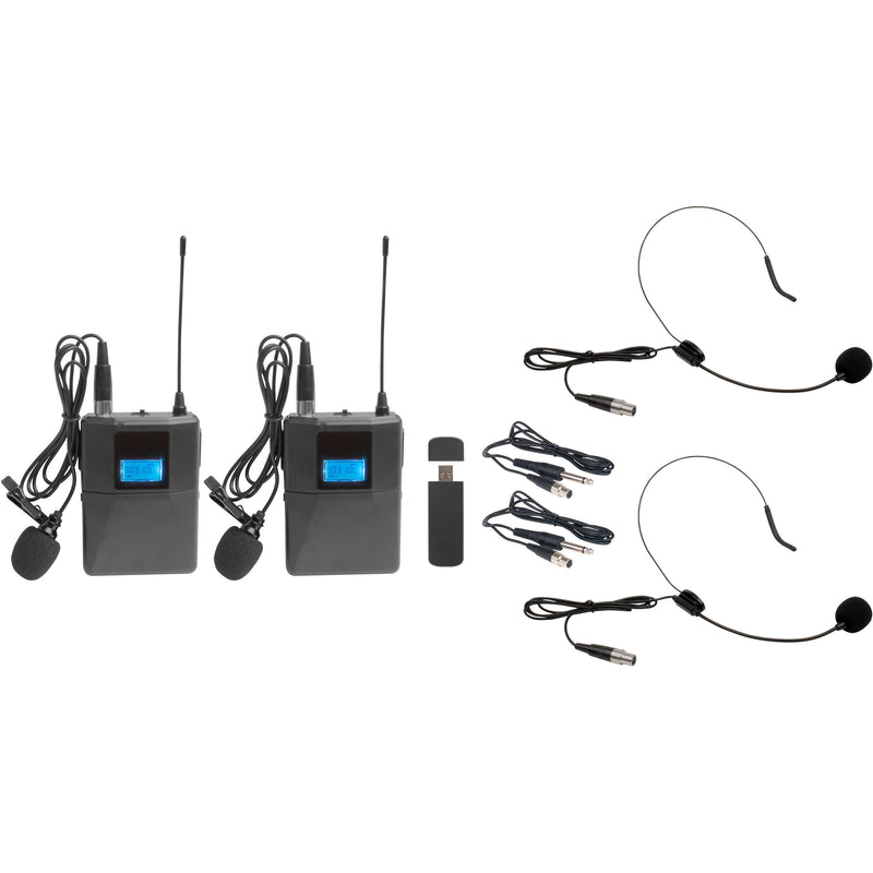 VocoPro USB-CAST-BODYPACK 2-Person USB Digital Wireless Bodypack System with Headset/Lavalier Mics and Instrument Cable (900 MHz)