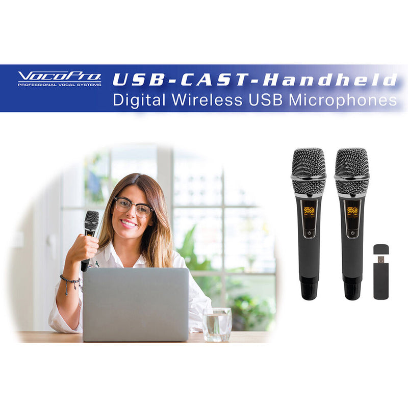 VocoPro USB-CAST-HANDHELD 2-Person USB Digital Wireless Handheld Microphone System (900 MHz)