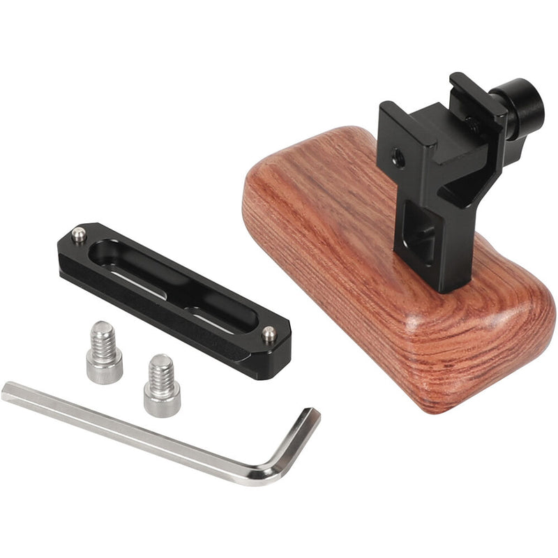 CAMVATE Wood Handle with Quick Release NATO Clamp & NATO Rail (Right Grip, Medium)