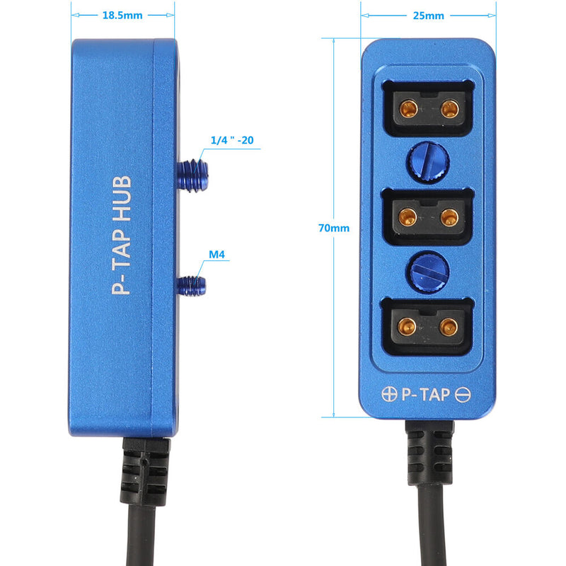 CAMVATE Male D-Tap to 3-Port Female D-Tap Splitter Hub (Blue)