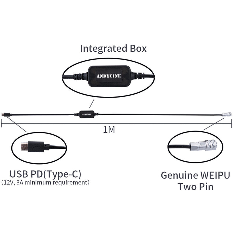 ANDYCINE USB Type-C PD Power Cable for BMPCC 4K/6K