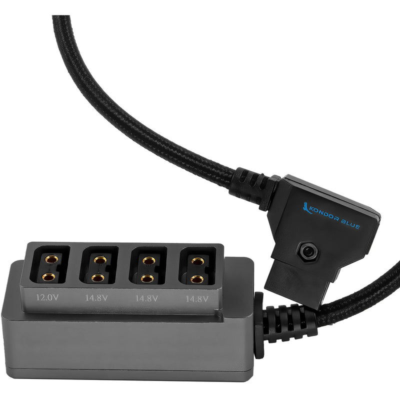 Kondor Blue Male D-Tap to 4-Port Female D-Tap Splitter Hub (16")