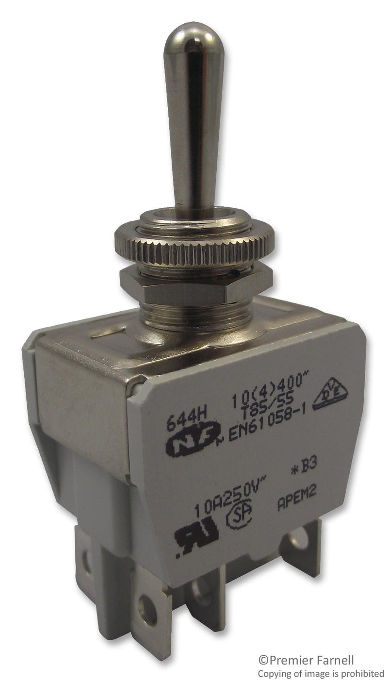 APEM 644H/2 Toggle Switch, DP3T, Non Illuminated, On-On-On, 600H Series, Panel, 10 A