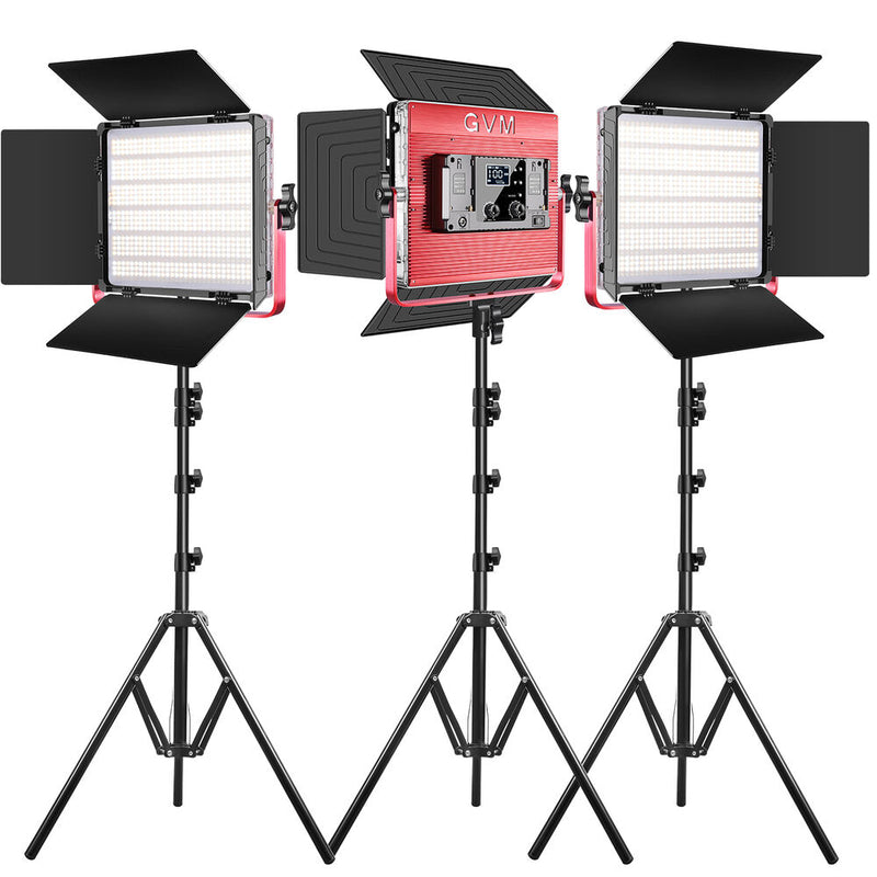 GVM RGB LED Studio Video Bi-Color Soft 1200D 3-Light Panel Bundle