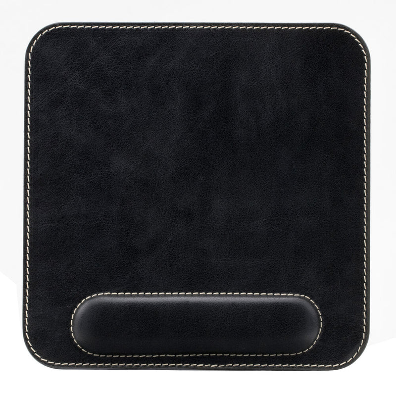 Londo Genuine Leather Mouse Pad with Wrist Rest (Black)