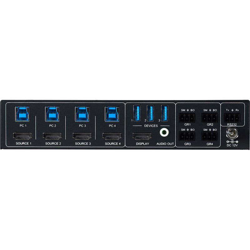 BZBGear 4-Port Conference Room HDMI USB 3.0 4K HDR 60Hz KVM Presentation Switcher