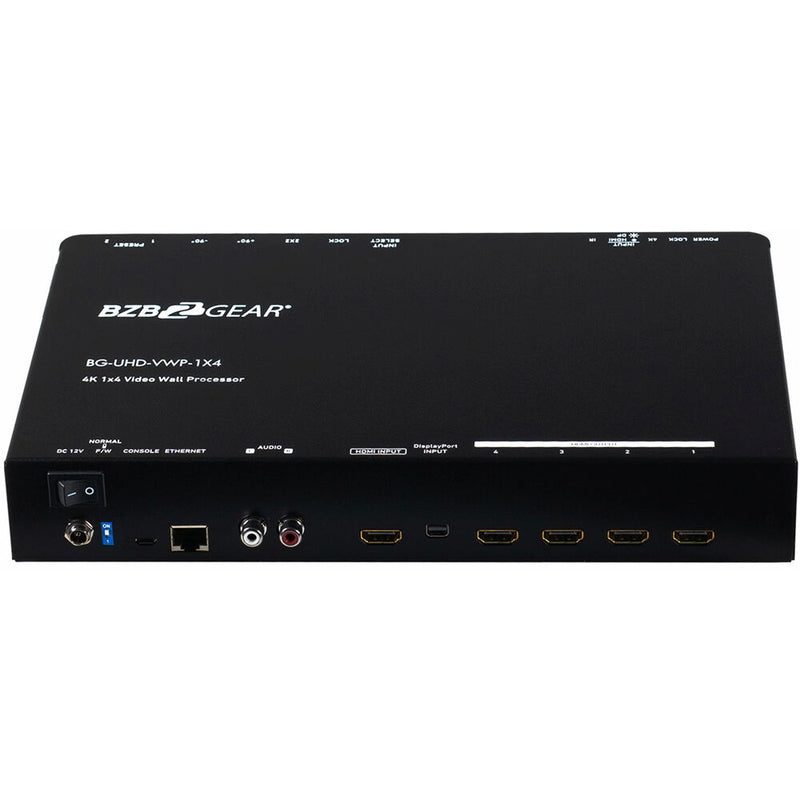 BZBGear 4-Port 4K 60Hz Videowall Processor with Scaler, Audio and 1x3/1x4/2x2/4x1 Layout