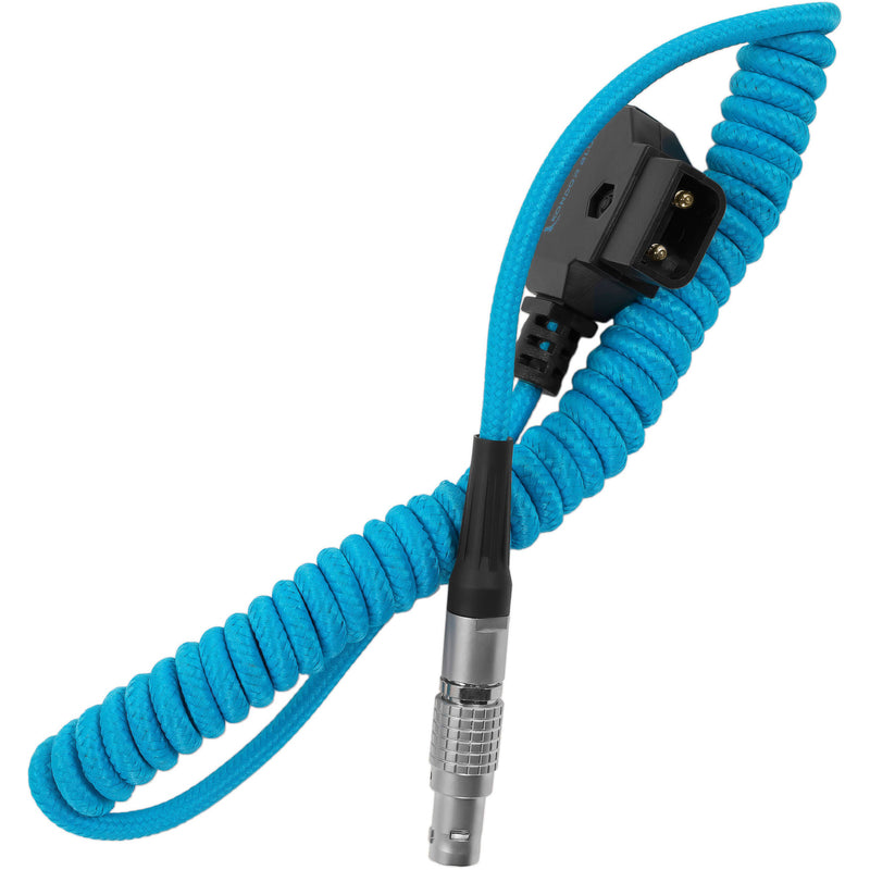 Kondor Blue Coiled D-Tap to Female 2-Pin LEMO-Type Power Cable for RED KOMODO