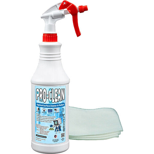 Dotworkz Pro-Clean Lens Cleaning Solution with 3 Anti-Static Cloths (32 oz)