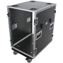 ProX 16U Vertical Amp/Rack, 24" Deep with Wheels  and 2-Side Tables