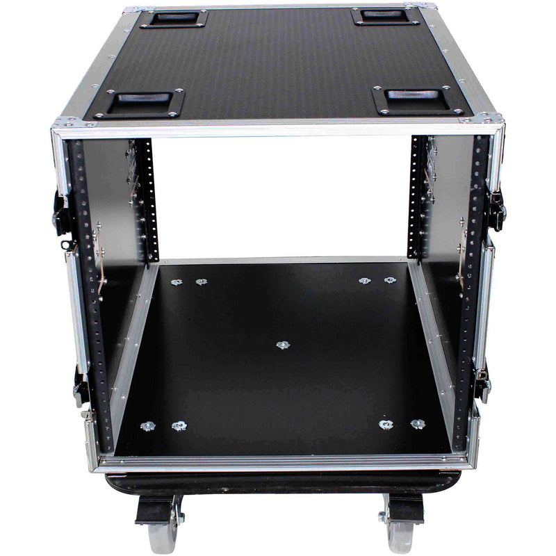 ProX 10U Vertical Rack Mount Flight Case 24" Deep with Casters