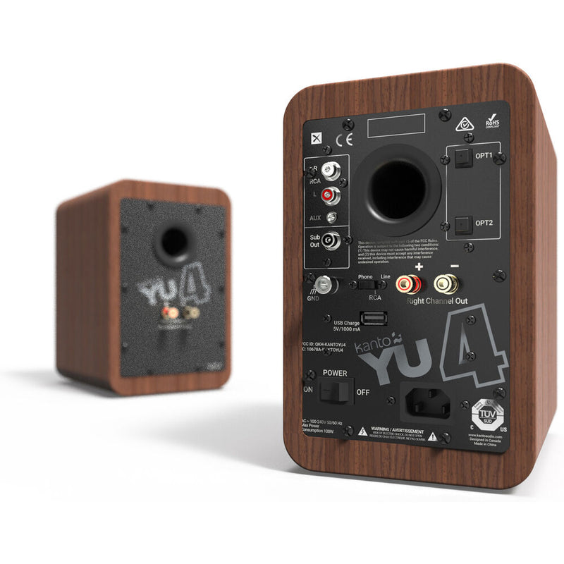 Kanto Living YU4 2-Way Powered Bookshelf Speakers (Walnut, Pair)