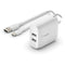Belkin Boost Charge 24W Dual USB Type-A Wall Charger with USB Type-C Cable