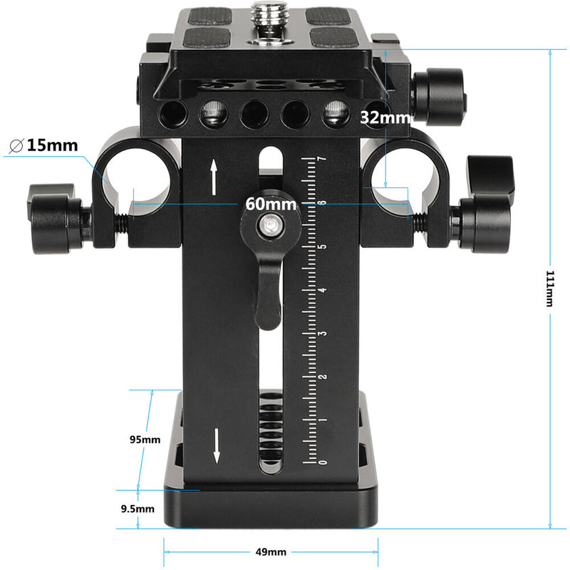 CAMVATE Quick Release Baseplate with 15mm Rod Clamp & Vertical Adjustment