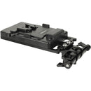 CAMVATE V-Mount Battery Plate with 15mm LWS Rod Clamp & DC/D-Tap Power Outputs