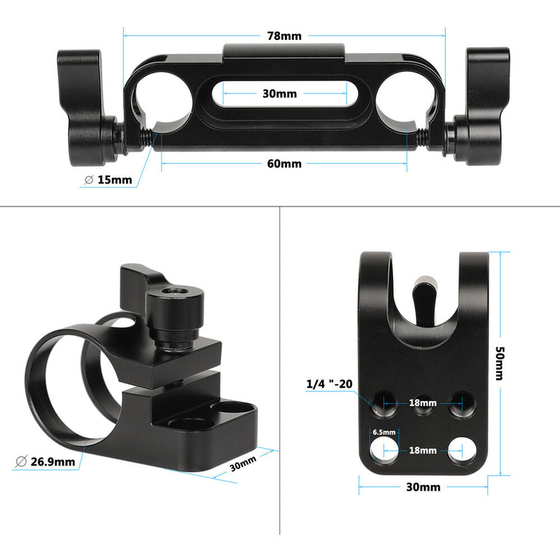 CAMVATE V-Mount Battery Plate with 15mm LWS Rod Clamp & DC/D-Tap Power Outputs