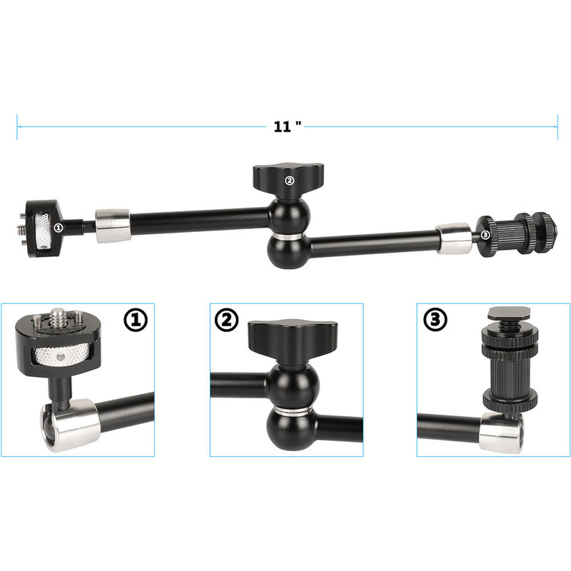 CAMVATE Multipurpose Magic Arm with 1/4''-20 Screws & Shoe Adapter (11'')