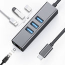 Tera Grand USB 3.1 Type-C Gigabit Ethernet Adapter & 3-Port USB Hub (Gray)