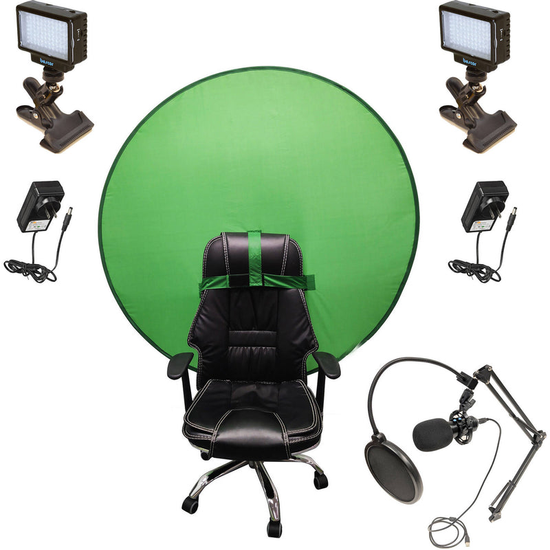 Bescor Dual LED70 Kit with KLP Mount, Ball Mounts, Greenscreen, Microphone