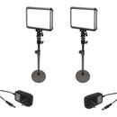 Bescor Dual Specter Lights, 2 Desktop Light Stands, AC Adapters Streaming Kit