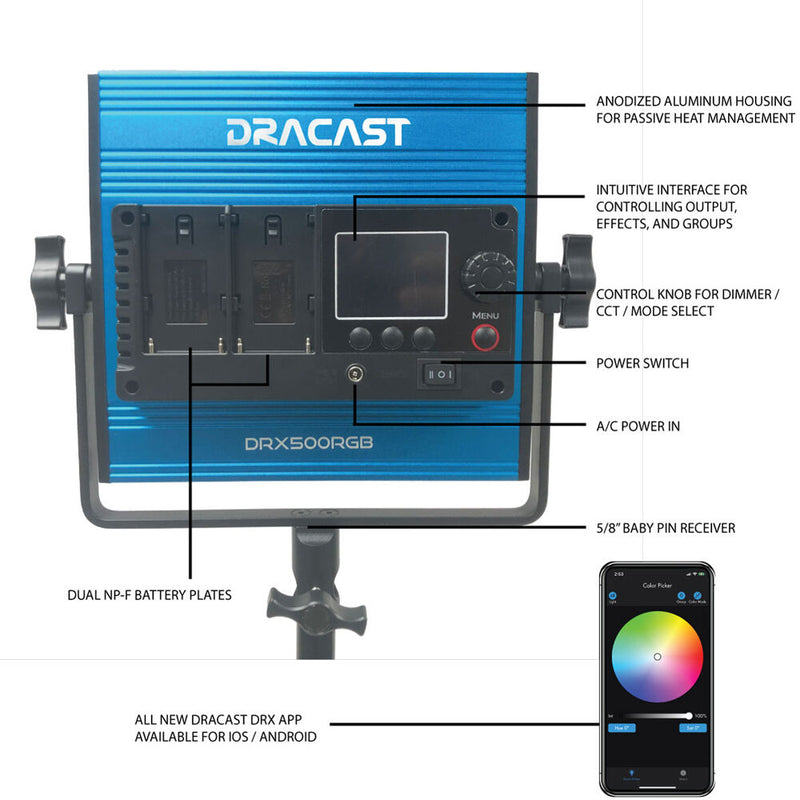 Dracast X-500 RGB and Bi-Color LED Panel 3-Light Kit