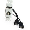 Comprehensive HDMI and USB-B 2.0 Pass Thru Single Gang Decorative Wallplate with Pigtail (White)