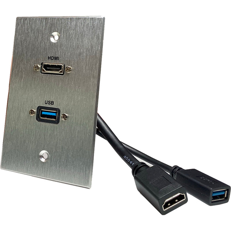 Comprehensive Single-Gang HDMI and USB 3.0 Type-A Pass-Thru Aluminum Wall Plate with Pigtail