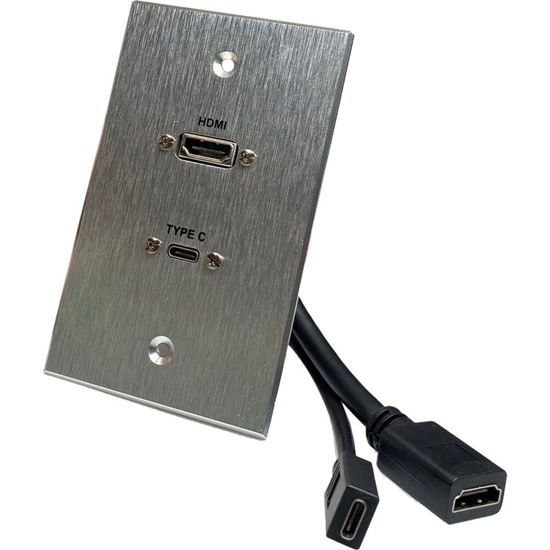 Comprehensive HDMI and USB 3.0 Type-C Pass-Thru Single Gang Wall Plate (Aluminum)