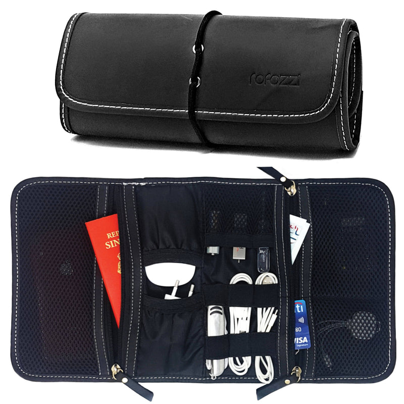 Rofozzi Leather Sleek Tech Organizer (Black)