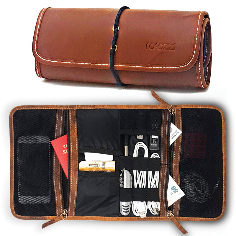 Rofozzi Leather Sleek Tech Organizer (Tan)