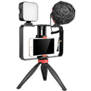 YELANGU Smartphone Video Rig Cage with Microphone, Light & Mini Tripod