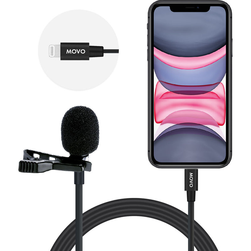 Movo Photo iLav-L Omnidirectional Lavalier Microphone with 3.5mm to Lightning Adapter