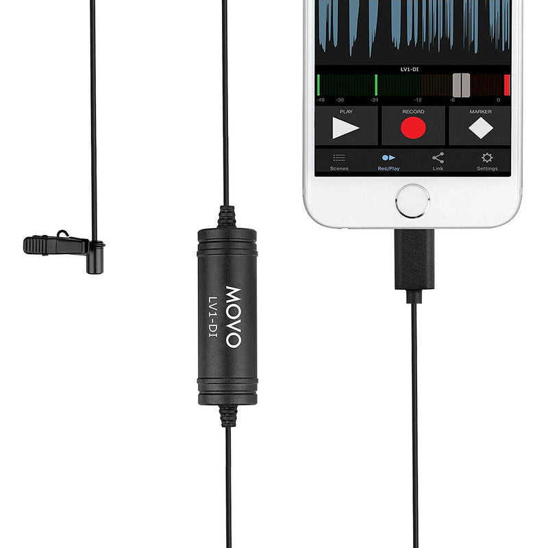 Movo Photo LV1-DI Digital Omnidirectional Lavalier Microphone with Lightning Connector for iPhone