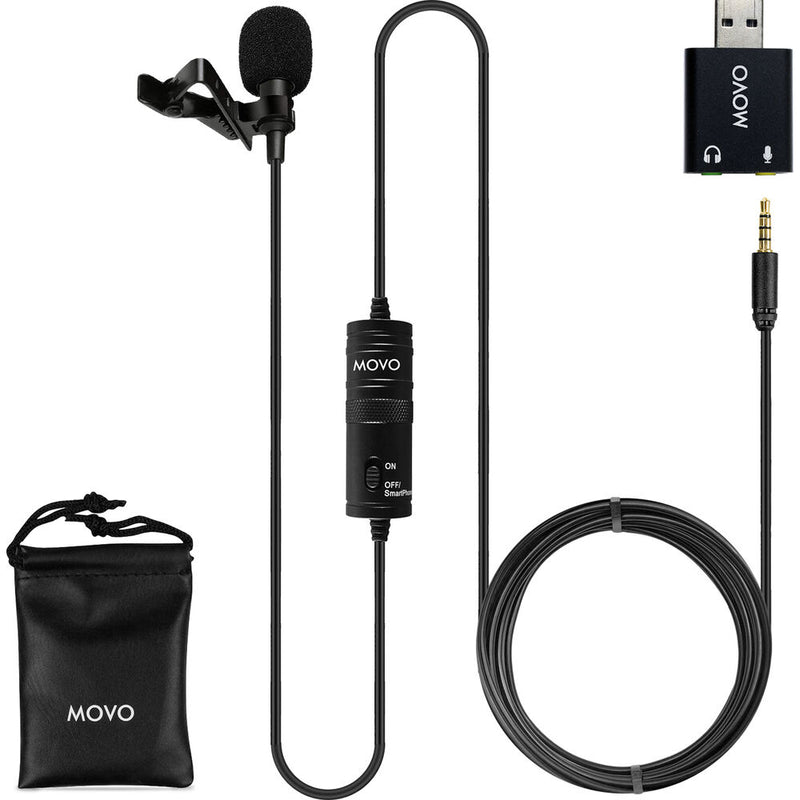 Movo Photo LV1-USB Universal 3.5mm Lavalier Microphone with USB Adapter