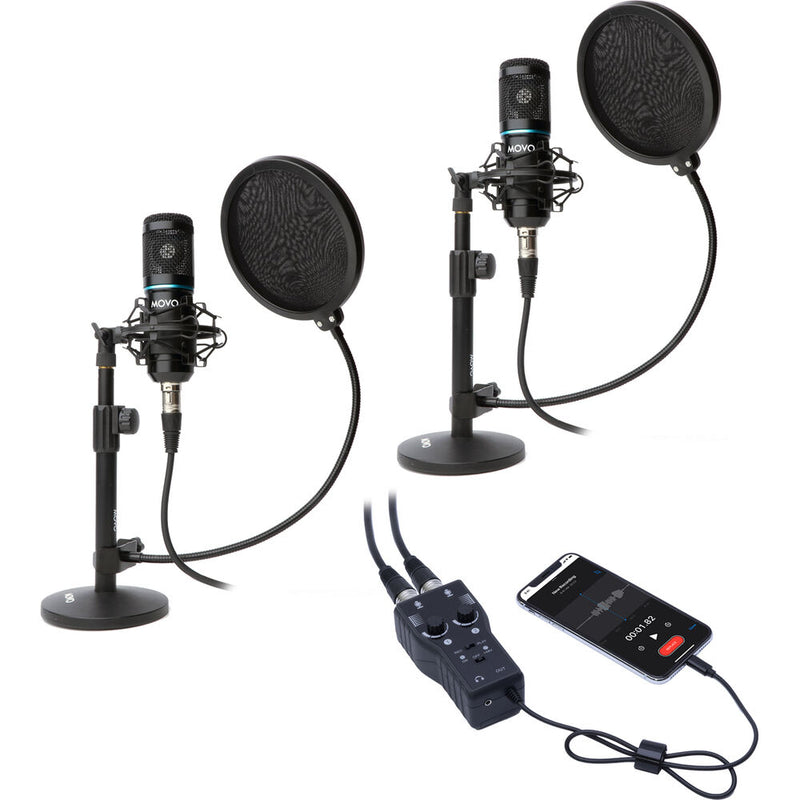 Movo Photo MPB-DI 2-Person Smartphone Podcast Recording Bundle for Lightning Mobile Devices