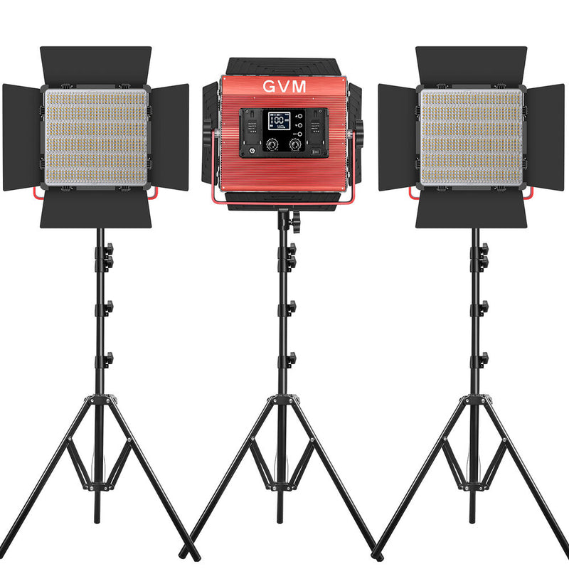 GVM RGB LED Studio Video Bi-Color Soft 1200D 3-Light Panel Bundle