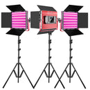 GVM RGB LED Studio Video Bi-Color Soft 1200D 3-Light Panel Bundle