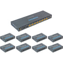 Ocean Matrix HDMICAT1X8 HDMI 4K60 1 x 8 Splitter & Cat 6/6a/7 Extender with 8 Receivers (18 Gb/s)