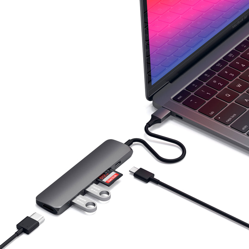 Satechi Slim Aluminum USB Type-C Multi-Port Adapter V2 (Space Gray)