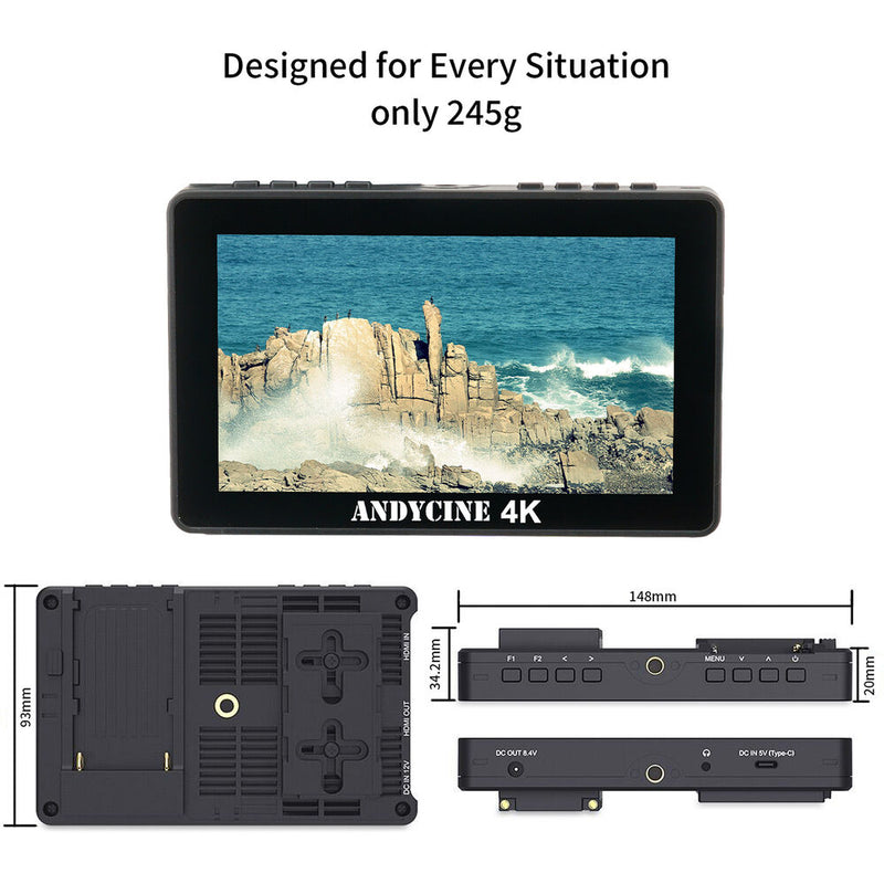 ANDYCINE A6 Pro 5.5" Touchscreen HDMI Monitor with L-Series/Hollyland Mars RX Install Kit