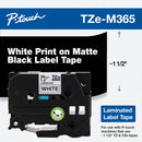 Brother TZe-M365 Label Tape for P-Touch Labelers (White on Matte Black, 1.4" x 26.2')